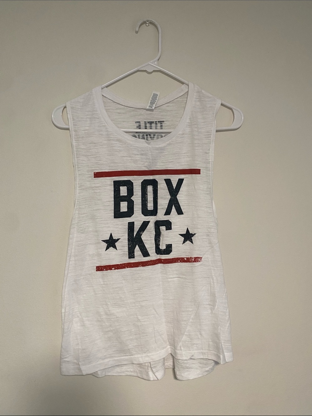 Bella Canvas White Tank Top with Navy & Red Graphic